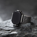 Rectangular Gemstone Grid Band Stainless Steel Ring