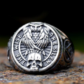 "The Wise Are Silent" Owl Skull Masonic Signet Ring