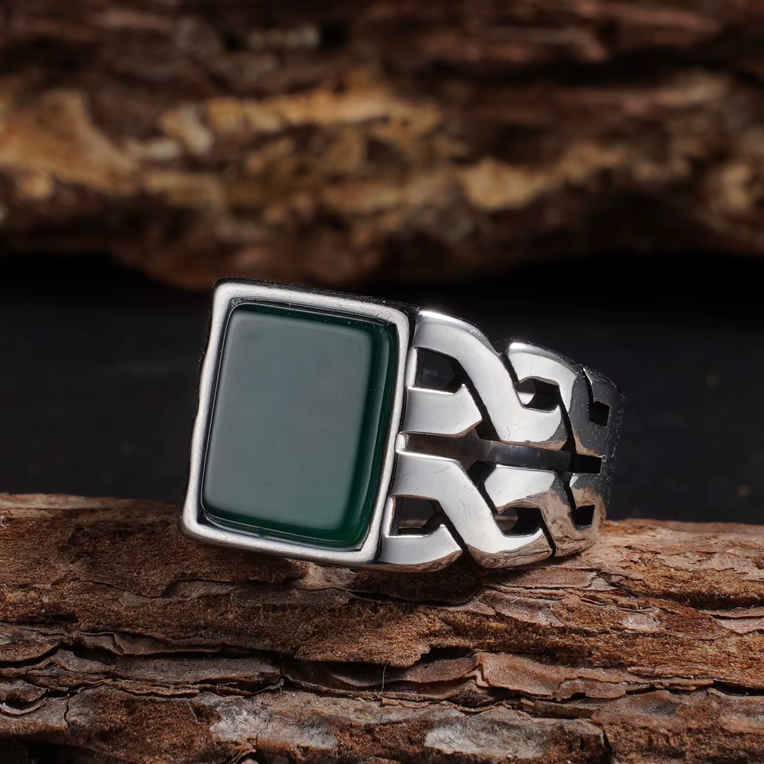 Celtic Knot Tiger's Eye Stainless Steel Ring