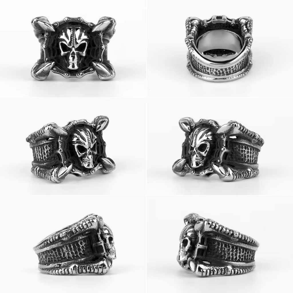 Gothic Claw Skull Stainless Steel Biker Ring