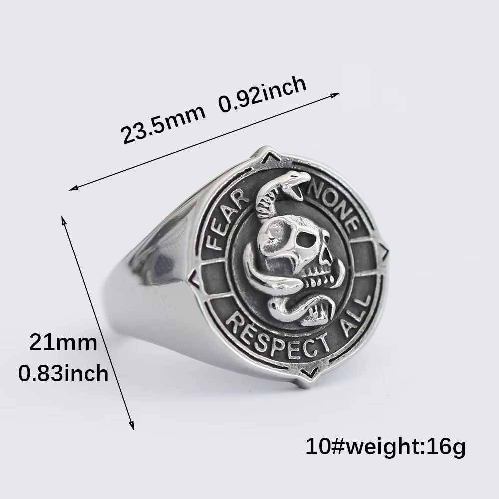 Gothic Skull Serpent Stainless Steel Ring