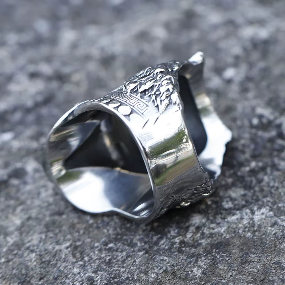 Viking Wolf Helmet Skull Stainless Steel Ring