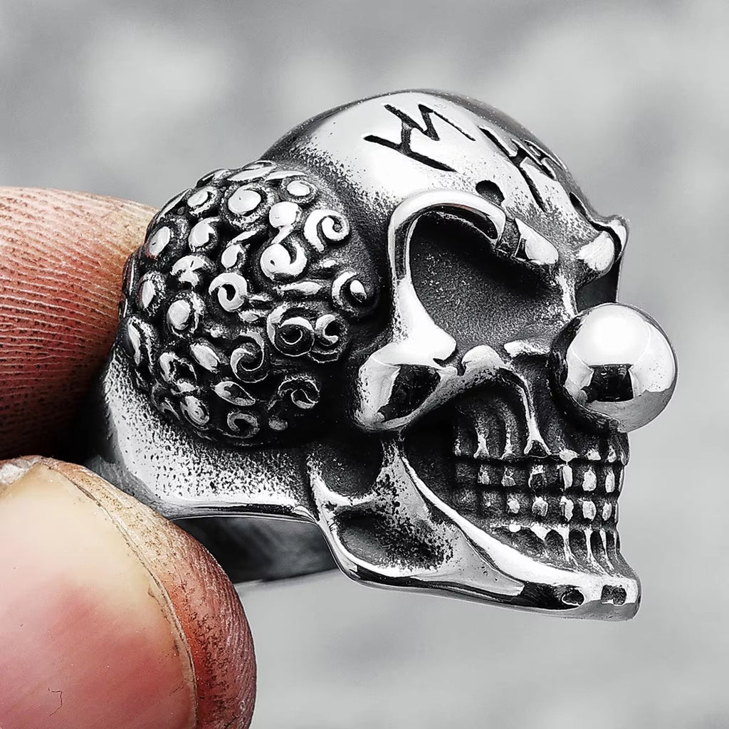 Evil Clown Skull Stainless Steel Ring