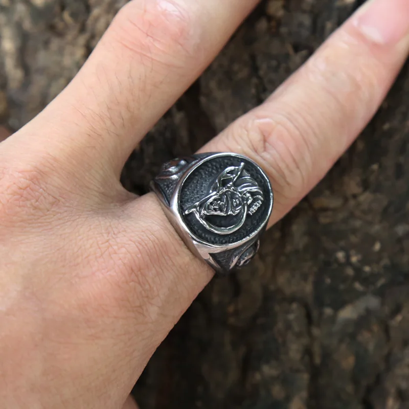 Vintage Grim Reaper Scythe Stainless Steel Ring