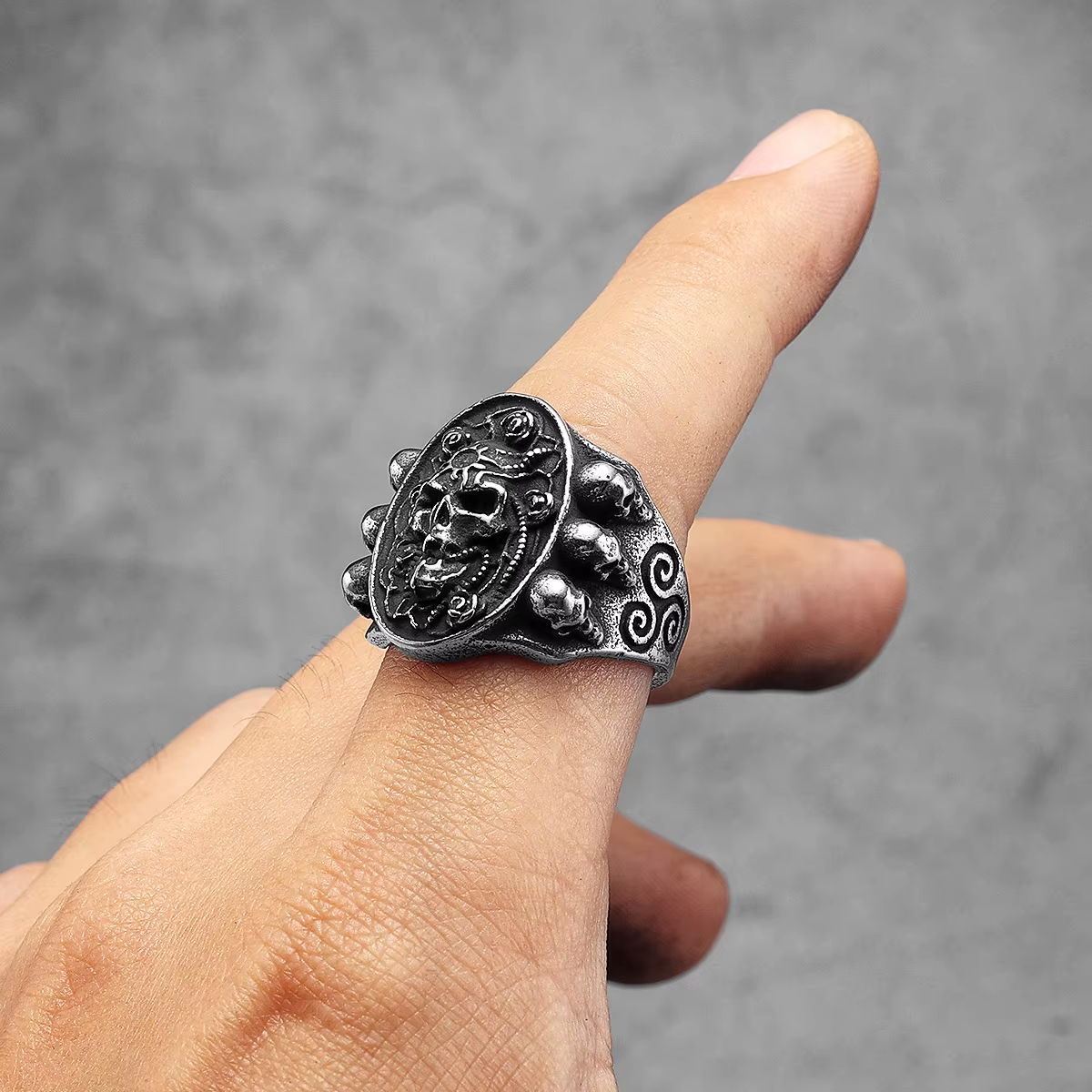 Skull Rose Totem Stainless Steel Ring