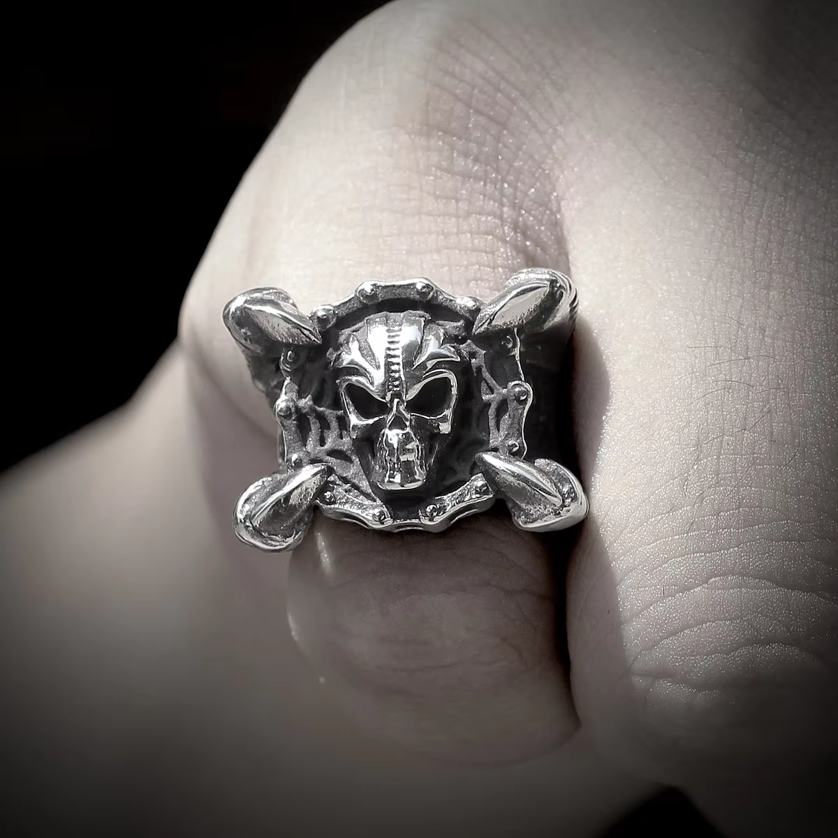Gothic Claw Skull Stainless Steel Biker Ring
