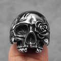 Dark Romantic Skull Rose Stainless Steel Gothic Ring