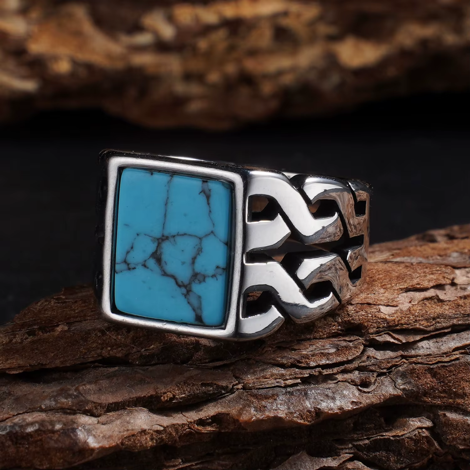 Celtic Knot Tiger's Eye Stainless Steel Ring