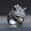 Fierce Roaring Wolf Head Stainless Steel Ring