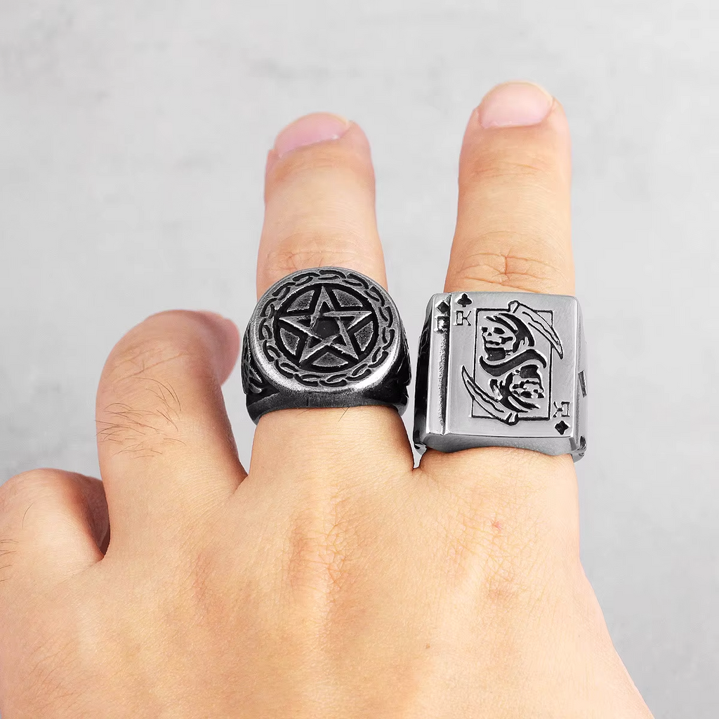 Grim Reaper Playing Card Stainless Steel Ring