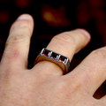 Square Gem Engraved Wide Stainless Steel Ring