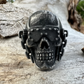Rivet Goggle Skull Stainless Steel Ring