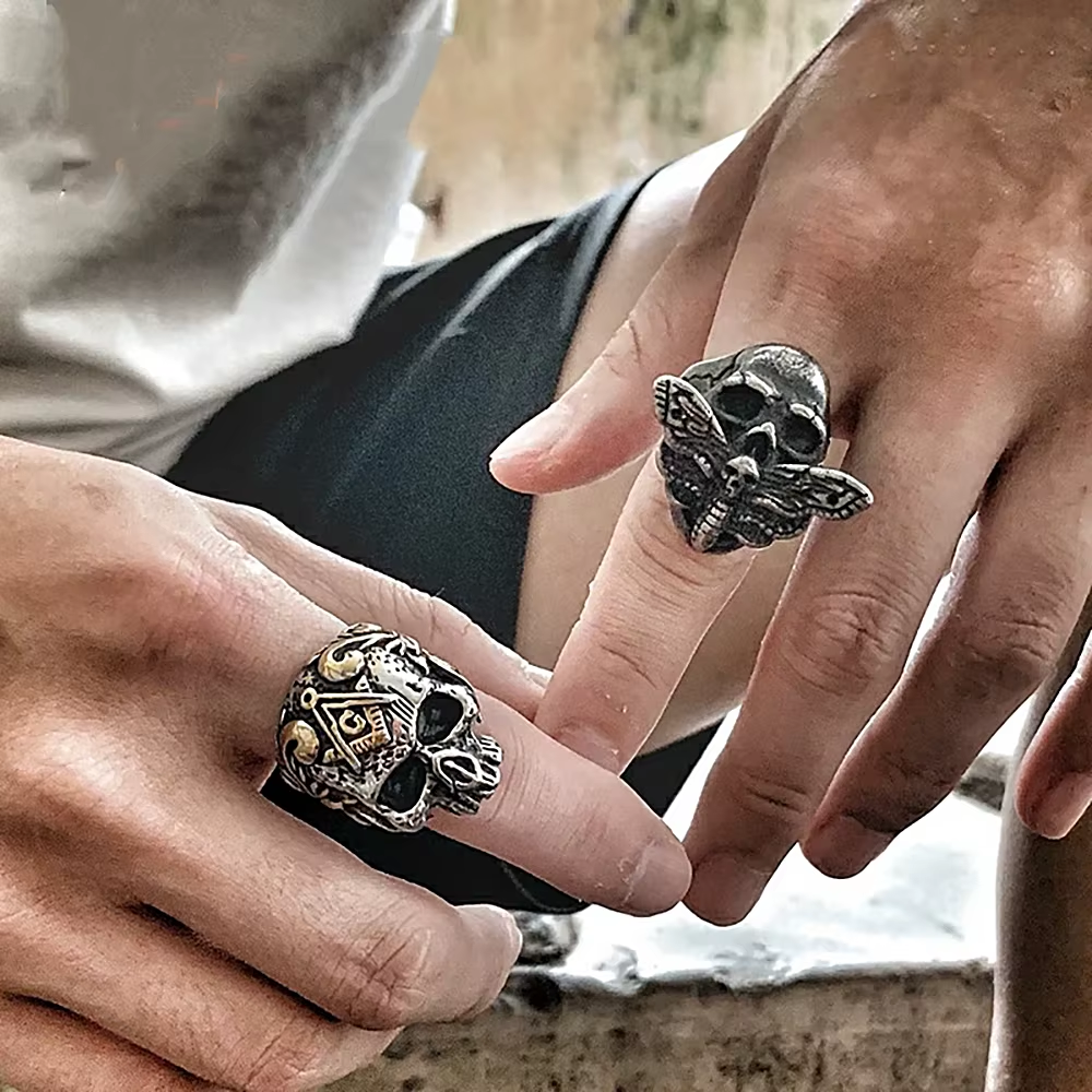 Masonic Skull Two-Tone Stainless Steel Ring