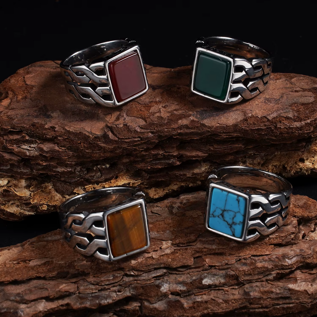 Celtic Knot Tiger's Eye Stainless Steel Ring