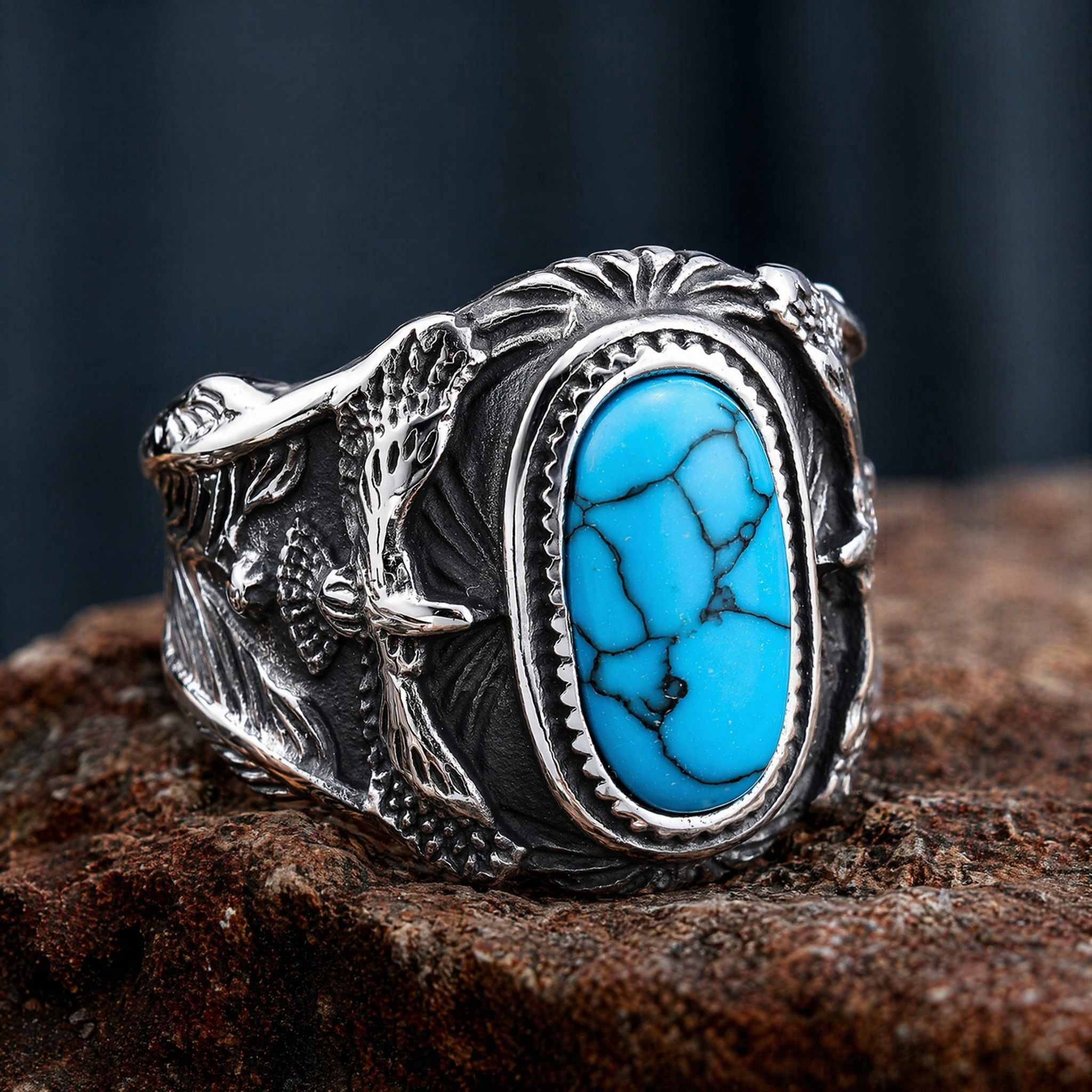 Eagle Turquoise Stainless Steel Ring
