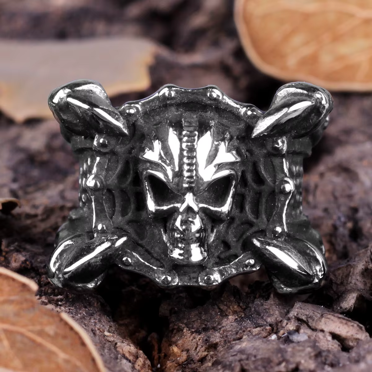 Gothic Claw Skull Stainless Steel Biker Ring