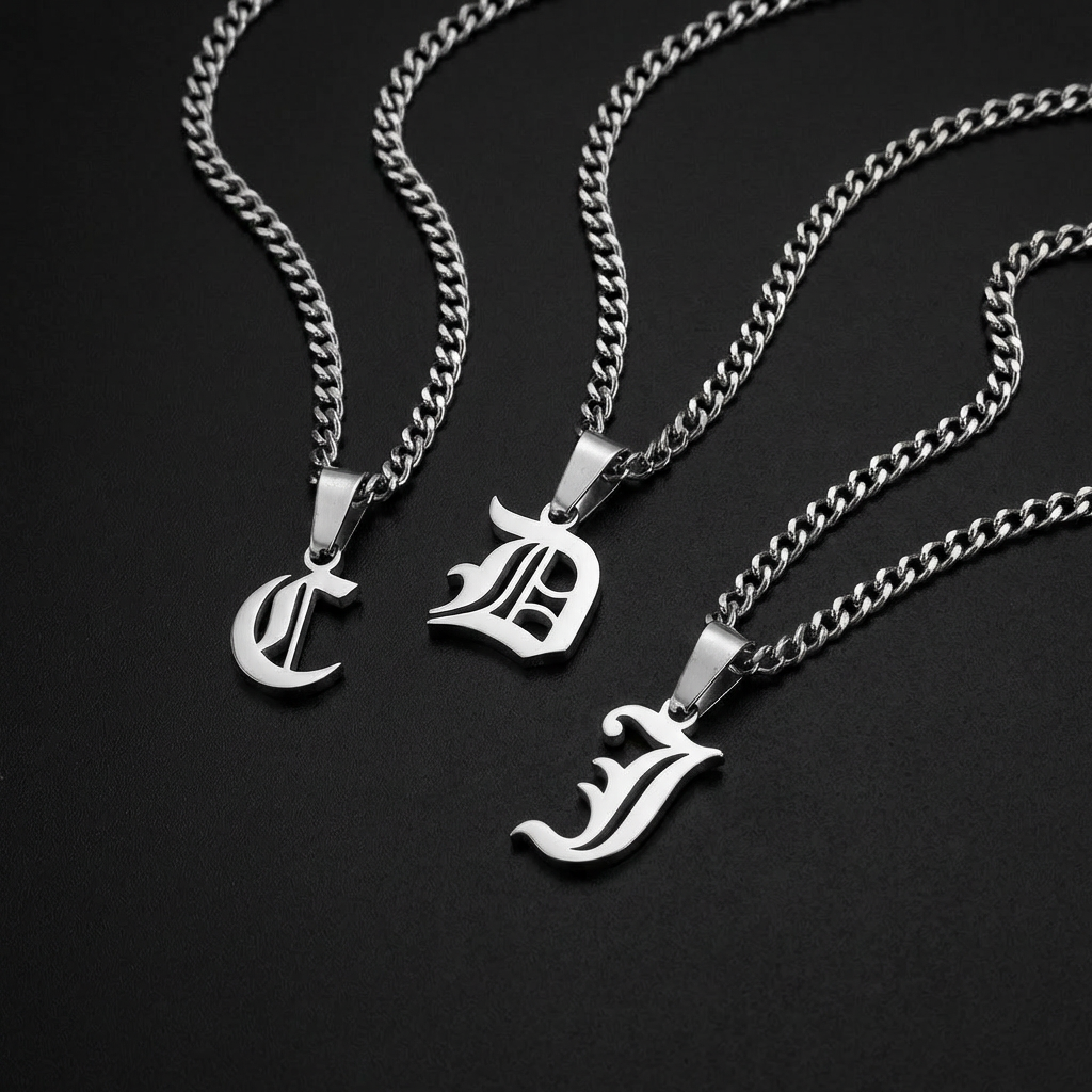 Old English Initial Necklace
