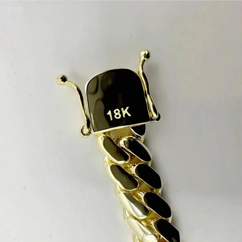 12mm 18K Gold Cuban Chain and Bracelet Set