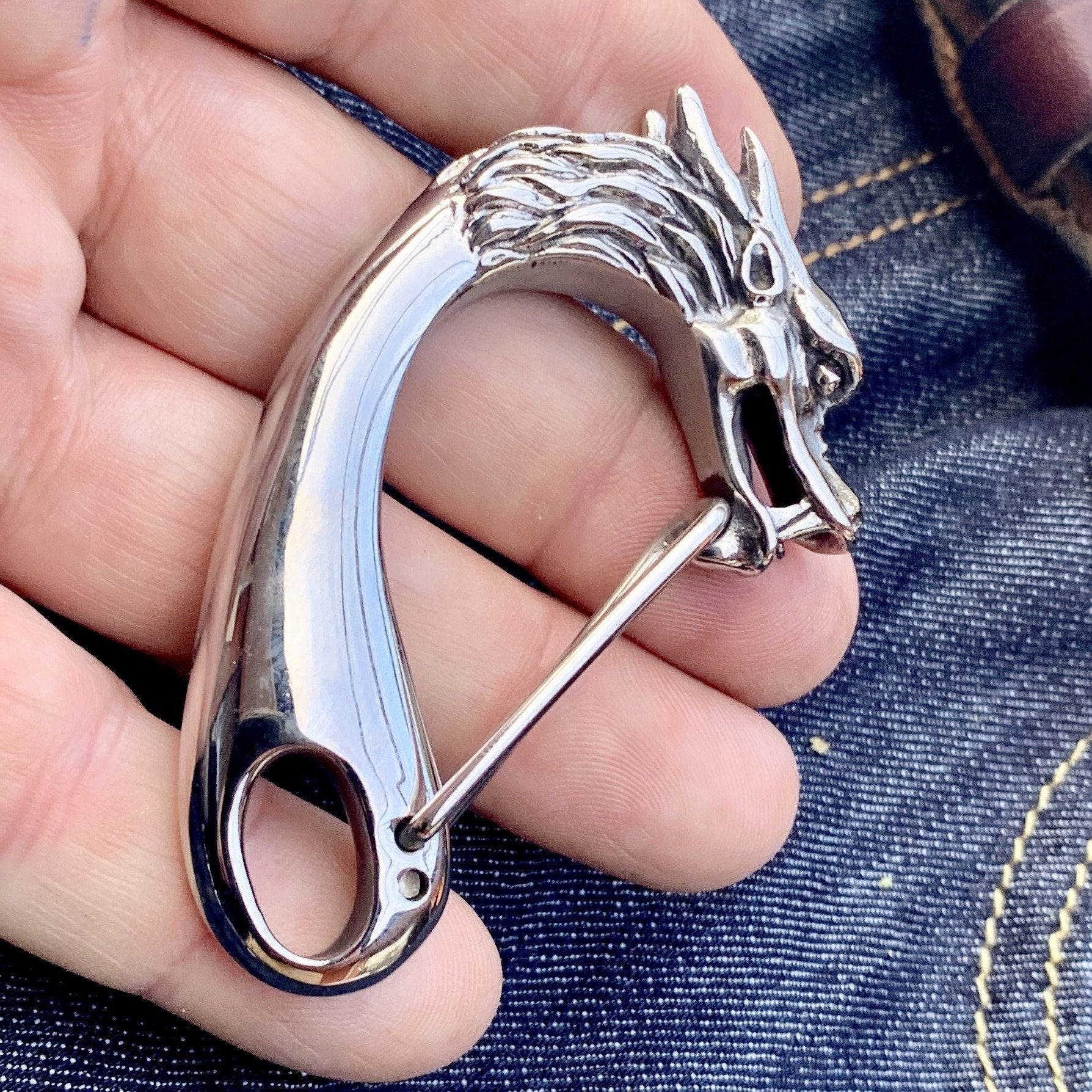 Belt Clip / Clasp - Dragon - Polished - Upgrade Your Wallet / Key Chain - WCC-07