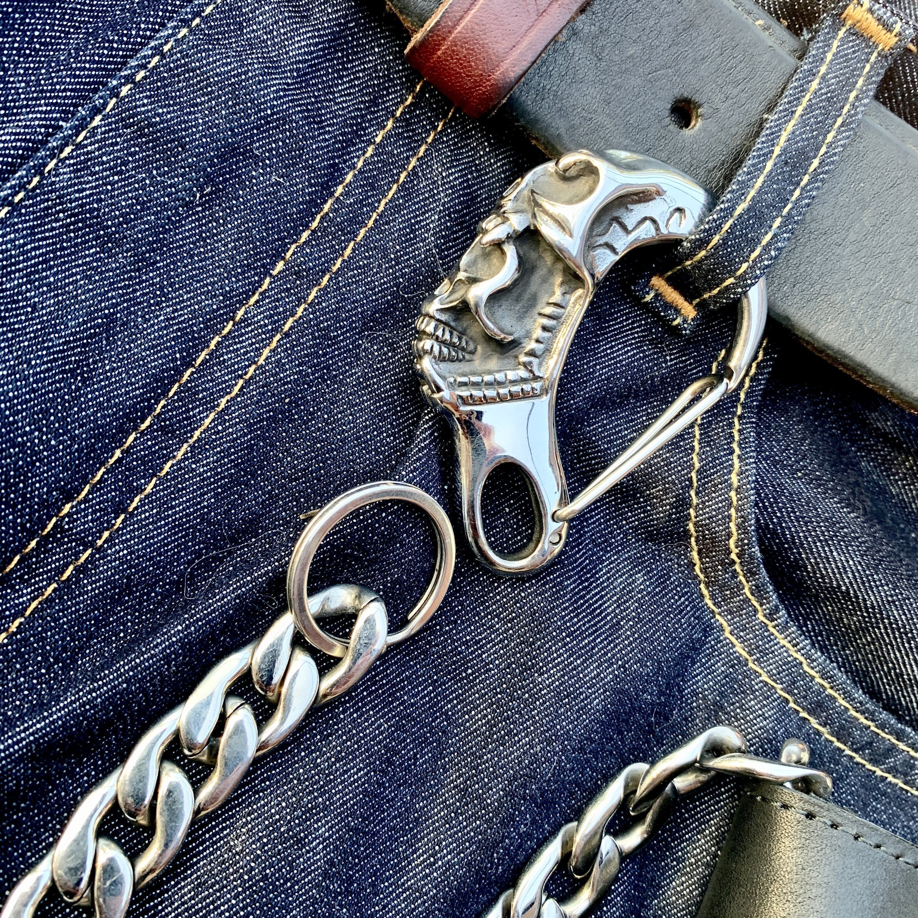 Belt Clip / Clasp - Scream Skull - Polished - Upgrade Your Wallet / Key Chain - WCC-01