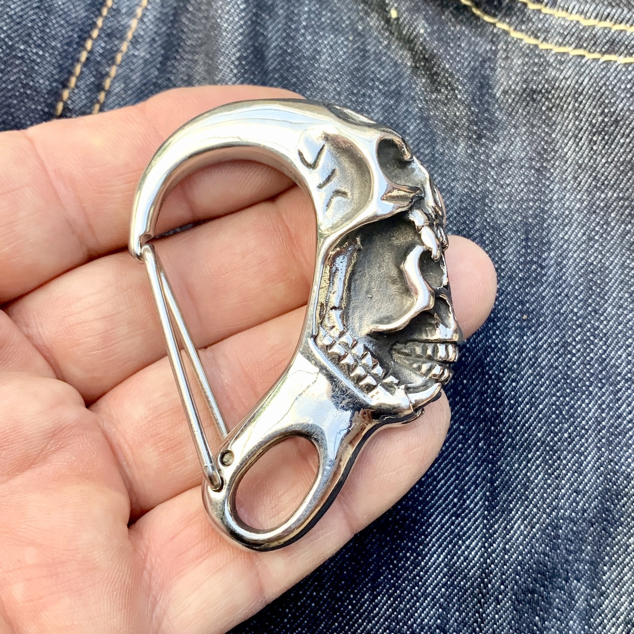 Belt Clip / Clasp - Scream Skull - Polished - Upgrade Your Wallet / Key Chain - WCC-01
