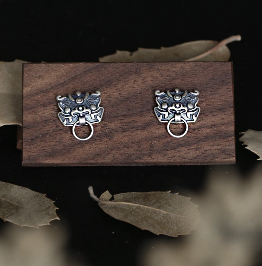 Lion Ghost Head Vintage Stud Earrings