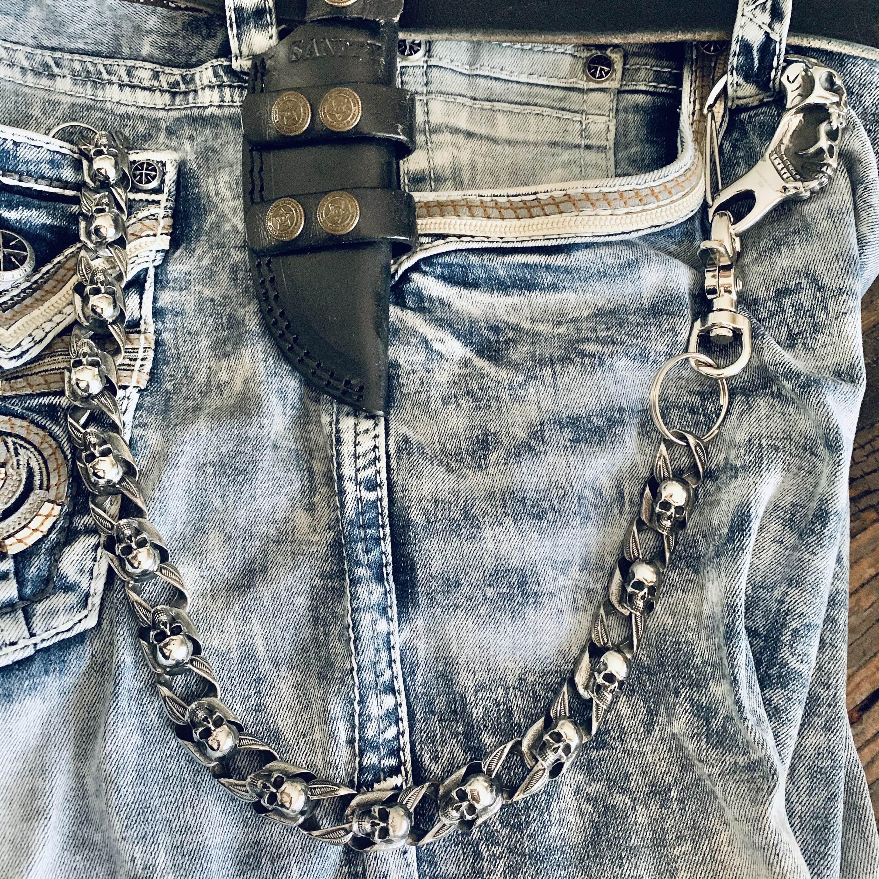 "Road Warrior" Skull Wallet Chain - Links made of Skulls - RWWC02