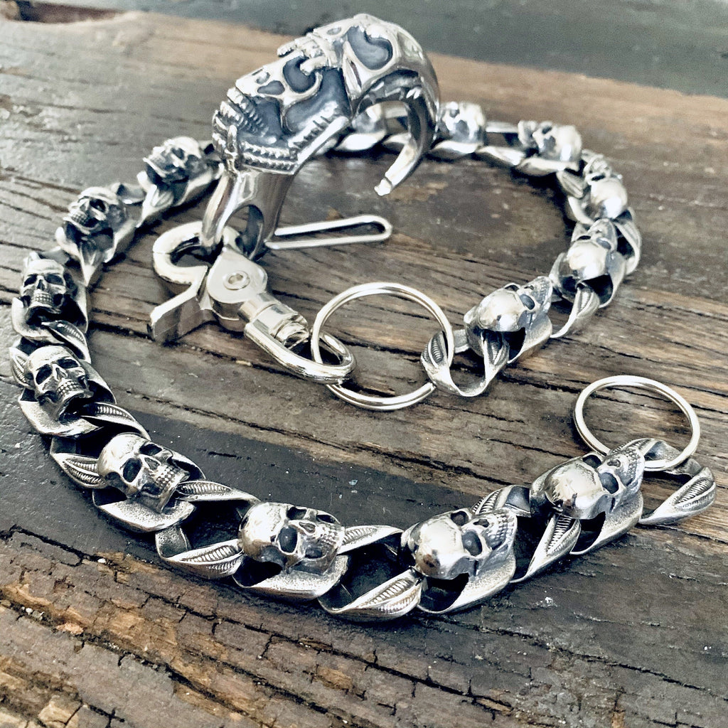 "Road Warrior" Skull Wallet Chain - Links made of Skulls - RWWC02